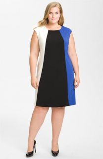 Donna Ricco Colorblock Jersey Shift Dress (Plus)