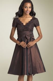 JS Boutique Cap Sleeve Lace & Taffeta Dress