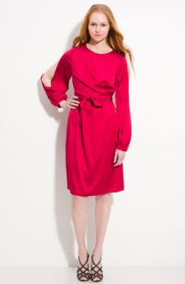 Elie Tahari Mira Silk Split Sleeve Faux Wrap Dress