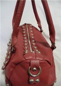 Cristian Red Leather Satchel Doctor Style Handbag Domed Bag