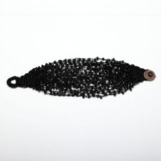 Handmade Multistrand Seed Bead Crochet Bracelet Black