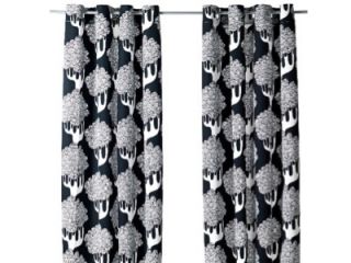 Panels Pair IKEA Black White Curtain Drapes Grommet Trees Kajsamia