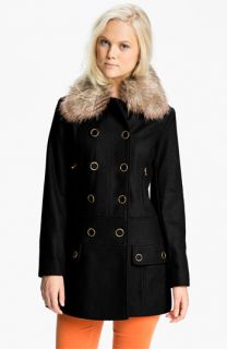 GUESS Faux Fur Collar Peacoat (Online Exclusive)