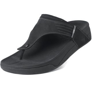 New FitFlop Mens Dass Black Leather Toning Sandals Flip Flops
