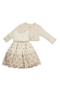 Sweet Heart Rose Laser Cut Dress & Cardigan (Infant)
