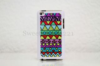 Custom White Tribal Colorful Hipster Pattern Apple iPod Touch 4th Gen