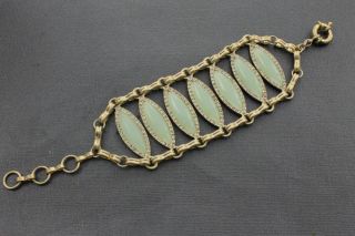 Danielle Stevens New Gold Oval Stone Chain Bracelet Jewelry BHFO