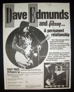Dave Edmunds Gibson ES 335 DOT 1982 Poster Type Contest Advert, Promo