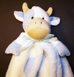 Cutie Pie Baby Blue White Cow Security Blanket