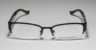 New Cynthia Rowley 397 51 17 135 Square Pattern Black Silver Eyeglass