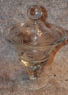 RARE Paden City Crystal Footed Etched Candy Dish Lid