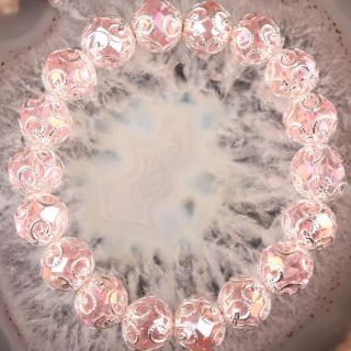 Pink Crystal Glass Bead Stretchy Bracelet Bangle 10mm