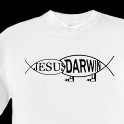 Darwin Mutant Eats Jesus Fish Funny Evolution Tshirt
