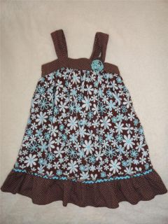  Size 4T Youngland Dress Brown Blue Teal Birthday Summer Fall Very Cute