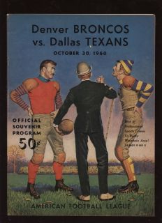 1960 AFL Program Dallas Texans Denver Broncos EXMT