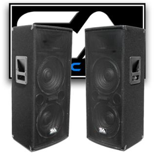 Pair Dual 12 PA DJ Speakers 1200 Watts Pro Audio Band