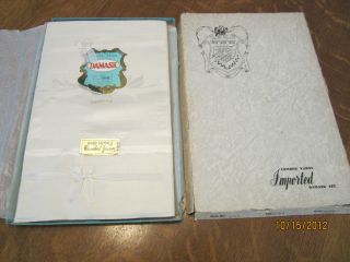  Imported Damask Tablecloth Napkin Set NIB 50 x 66 6 Napkins