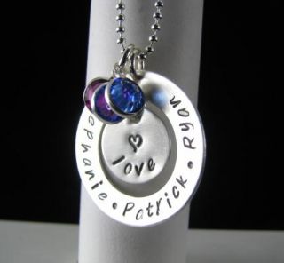 Sterling Silver Double Disc Washer Hand Stamped Personalized Necklace