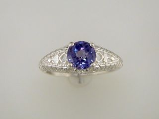 Checkerboard Cut Created Alexandrite Heart Filigree Ring Sterling