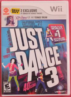 Just Dance 3 Wii 2011 w 2 Exclusive Katy Perry Hit Songs