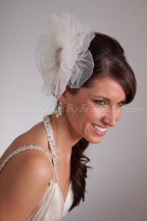  Bridal Pouf with Crystal Brooch Created by VeilsByBrenda Dani