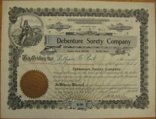1904 Stock Certificate Debenture Surety Company San Francisco
