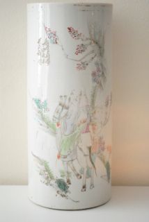 EARLY 20TH C CHINESE ANTIQUES FAMILLE ROSE PORCELAIN CYLINDER VASE 11