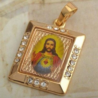 Christ Jesus Top CZ 9K Gold Filled Mens Pendant Pray Heaven A236