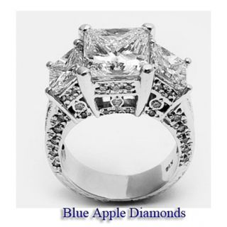 VS2 Three 3 Stone Princess Cut EGL USA Certified Diamond Engagement