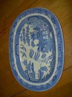 VINTAGE Wedgwood Platter Serving Dish Blue WILLOW
