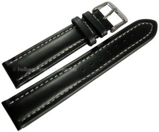 20mm DeBeer Black Oil Tanned Leather Watch Band for Breitling