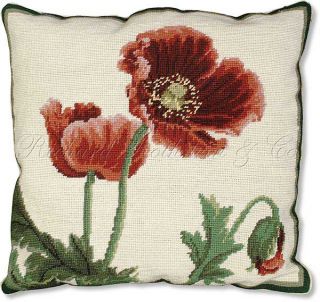  poppies floral decorative pillow is completely handmade from all