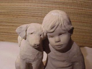 Dee Crowley Austin Sculpture Bright Eyes Boy and Dog 87