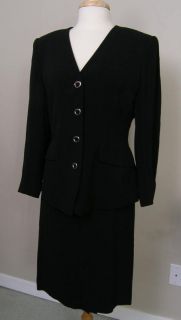Dana Buchman Jacket Skirt Outfit Black Size 8 Perfect