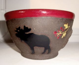 Boot Hill Pottery Kansas Stoneware Art Pottery Bowl Moose Ceramic