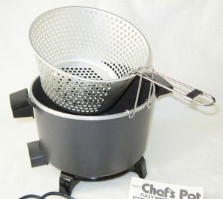 Dazey Chefs Pot Fully Immersible Deep Fryer Cook Steam Slow Cooker