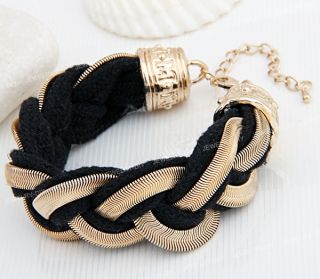 Gold Tone Braided Mesh Metal Cloth Bracelet Chain Cuff 0.91 0.98