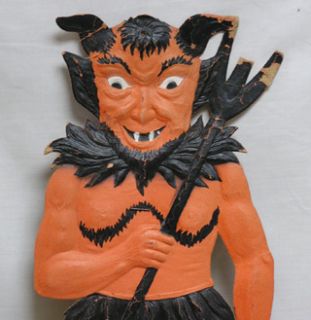 Vintage Halloween Tall Germany Devil Satan Diecut Heavily Embossed