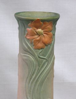 Vintage WELLER LArt Nouveau Vase w Orange Poppies Circa 1904