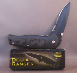 Delta Ranger Knife 4 Closed 1 2 Serrated Blade Black Handle with