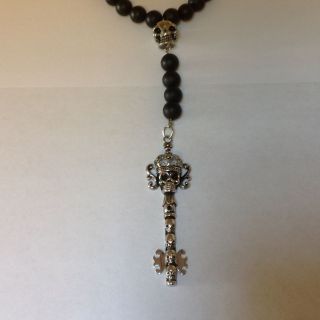 David Sigal Black Stainless Steel Skull Necklace Drop Pendant