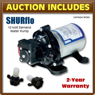 SHURFLO 12v Demand Fresh Water Pump w fittings New Concession Trailer