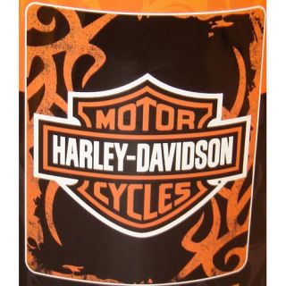 50x60 Harley Davison Orange Logo Fleece Blanket Throw