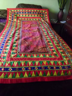 Brilliant Hand Stitched Navajo Wall Hanging Quilt New Mexico