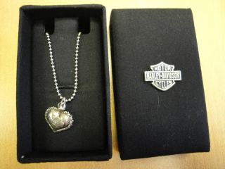 Harley Davidson Silver Bar & Shield Heart Necklace by Mod Jewelers