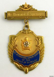 Demolay   Masonic Medal Vintage Supreme Council Crest Jewel Member