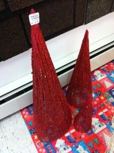 Danson Decor Set of 3 Cotton Wire Christmas Trees X86437 Red 12 18