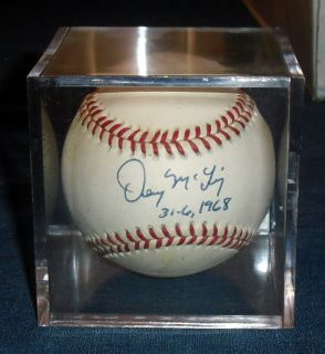 Denny McLain Hand Signed Baseball Rawlings Bobby Brown w Cube w COA