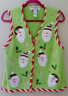 Ugly Christmas Sweater Vest Heirloom Collectibles SZ LG Santa