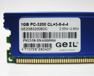 Geil 2GB 2x1GB 184 Pin DDR 400 PC3200 Dual Channel Memory GE2GB3200BDC